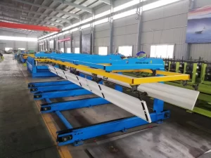 Empilhador de chapas, Máquina de formação de rolos de chapas de painel de telhado de metal com empilhador automático, Empilhador automático de chapas de metal, Máquina de formação de rolos de chapas de parede de painel de telhado de aço colorido para linha de formação de rolos, Máquina de formação de chapas de telhado com empilhador, Máquina de formação de rolos de chapas de telhado com empilhador: