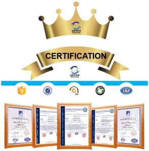 A empresa passou CE, BV, sistema de gestão de qualidade ISO9001 e outras certificações, proporcionando mais garantia.